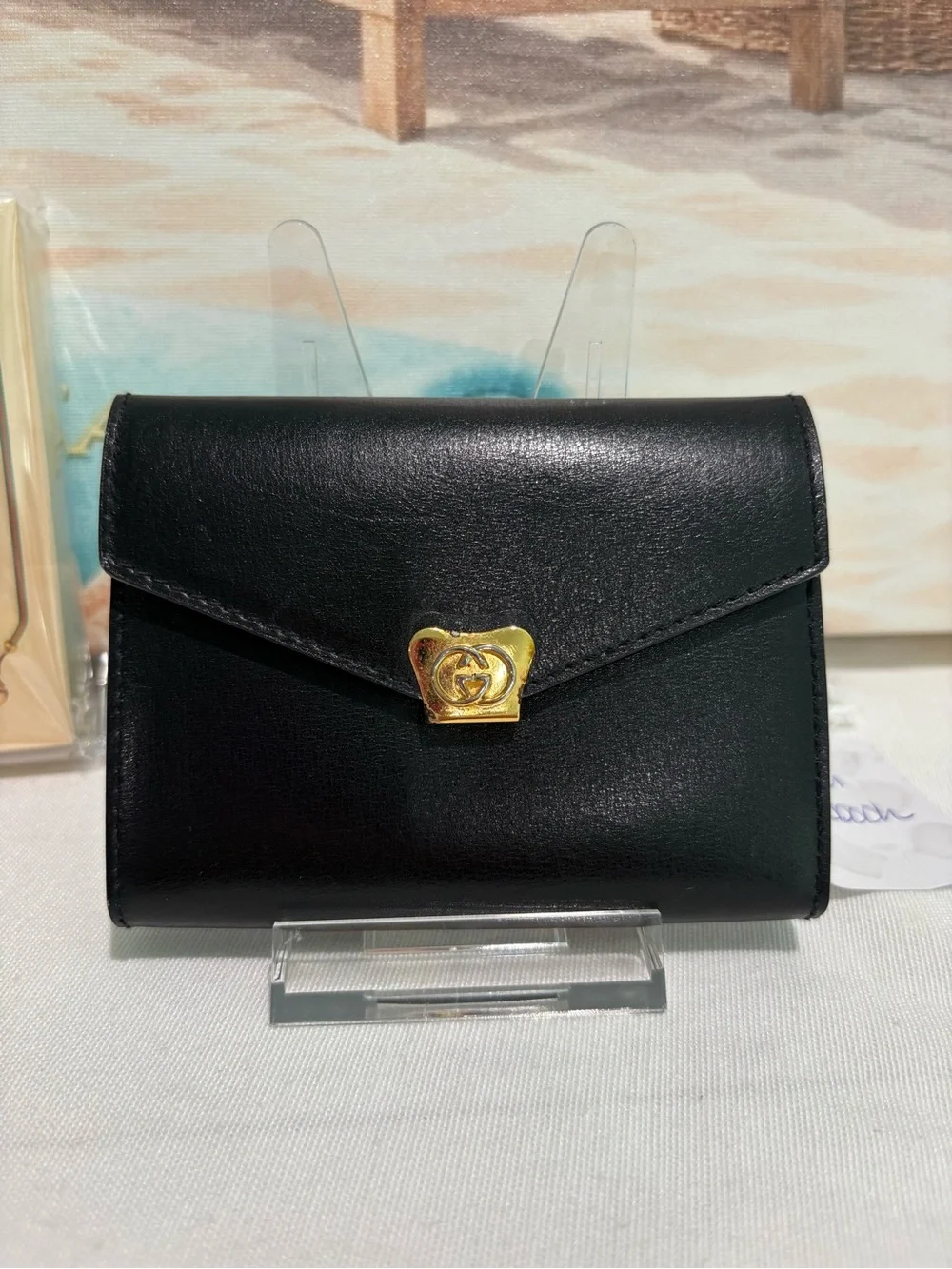 Authentic Vintage Gucci Black Leather Address Book Notebook Pen Set with Box new